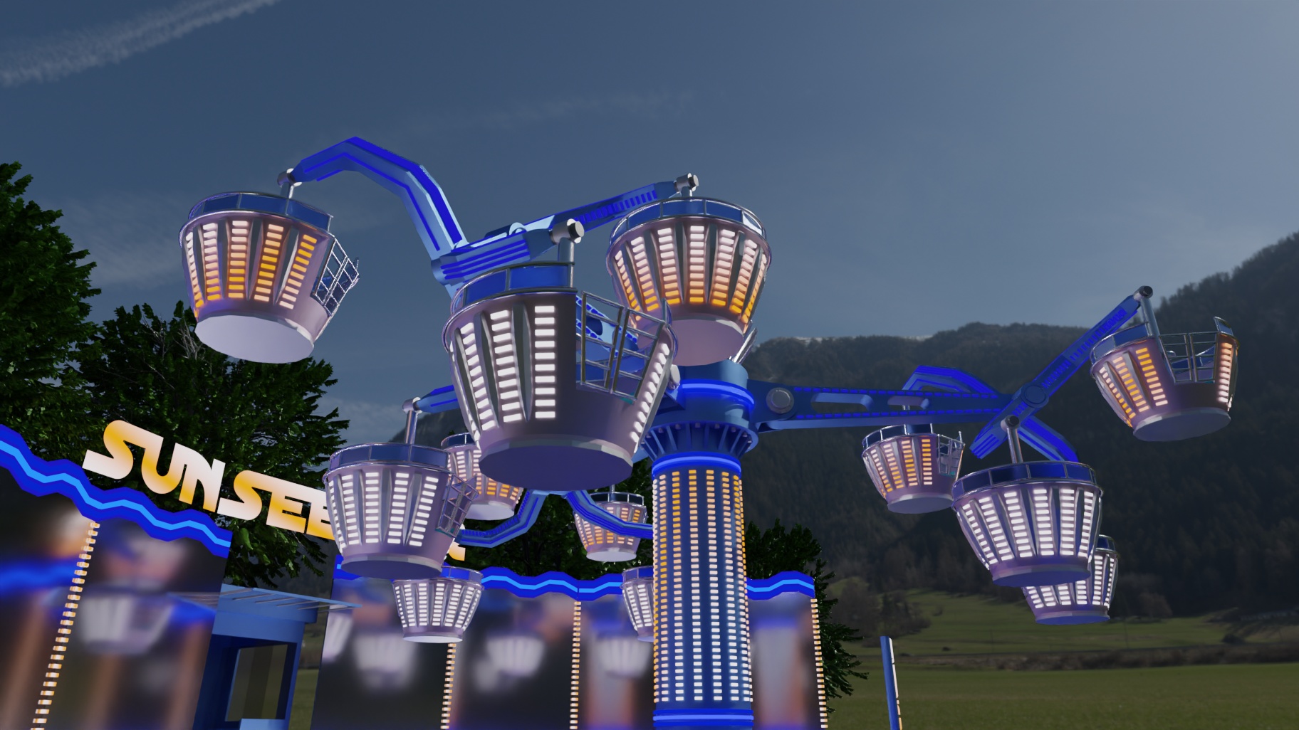 Zoomed in on the Sunseeker ride.